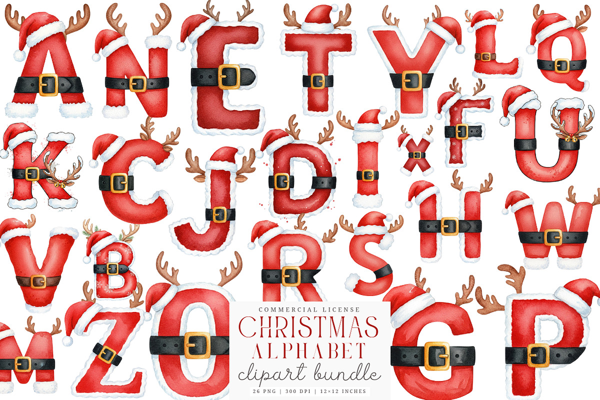 Winter Christmas Santa Alphabet PNG, an Illustration by SinaCreation (Photo 1 of 7)
