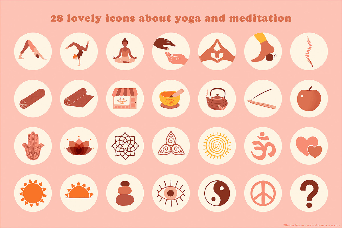 Yoga Illustration Icons Elements, an Illustration by Drawn by Simone (Photo 2 of 6)