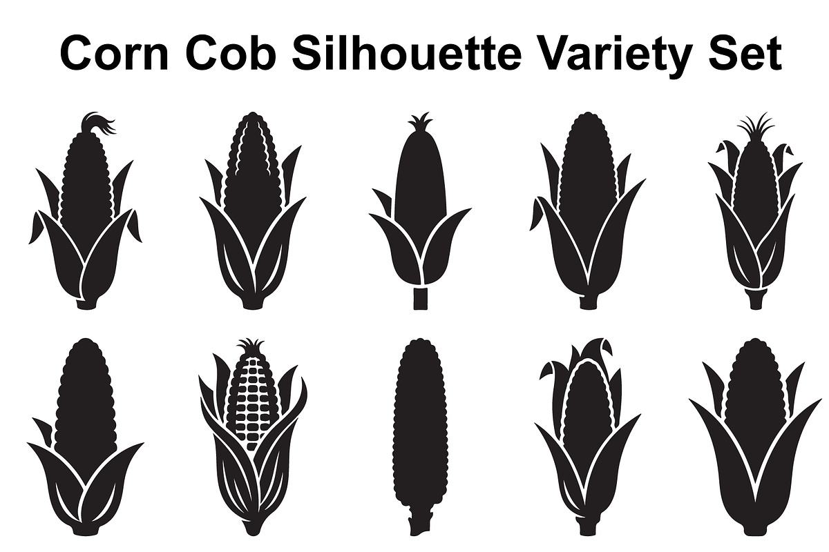 Fresh Corn Cob Silhouette Variety, an Object Graphic by Designer_Momina (Photo 1 of 3)