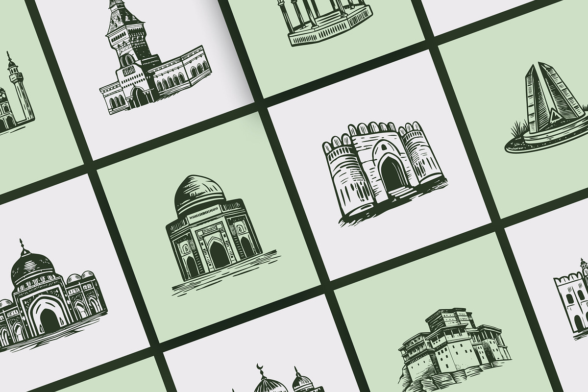 Pakistan Landmark Illustration Art, a Decorative Illustration by Prosymbols (Photo 6 of 10)