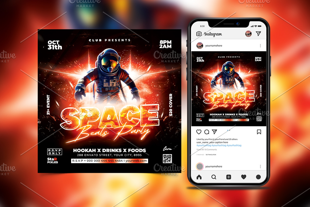 Space Beats Party Flyer, a Flyer Template by StarPixles11 (Photo 2 of 3)