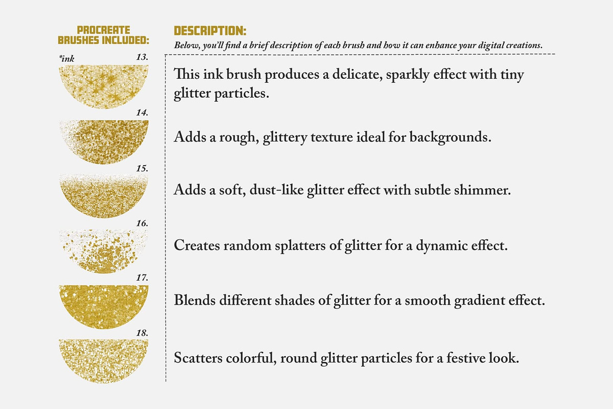 Gold & Glitter Procreate Brushes preview 4