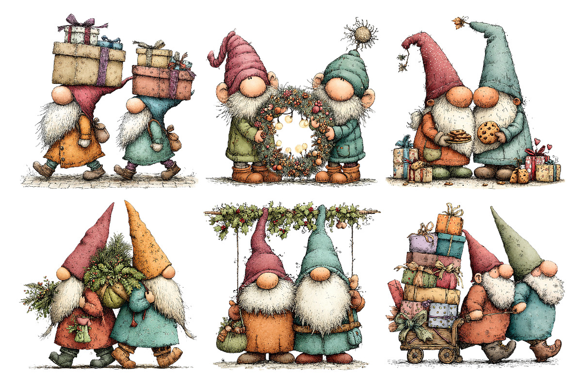 Christmas Whimsical Gnome Friend, a Seasonal Illustration by Creative Art (Photo 7 of 7)