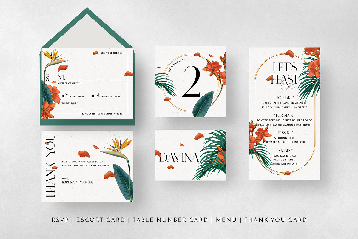 Fancy Tropical Wedding Suite, an Invitation Template by BlueRobinDesignShop (Photo 13 of 13)