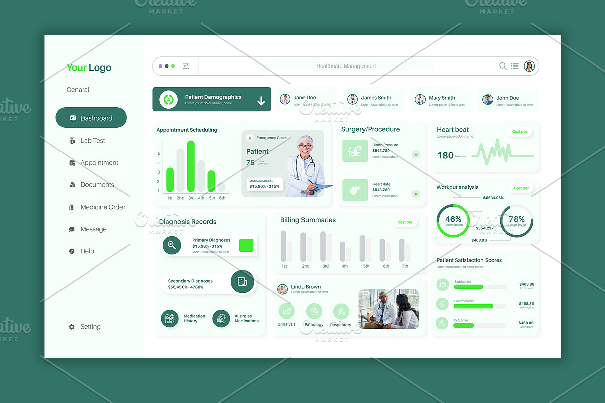 Modern Medical Dashboard UI Template, an UI Kit Template by ClickPaint_Studio (Photo 3 of 4)