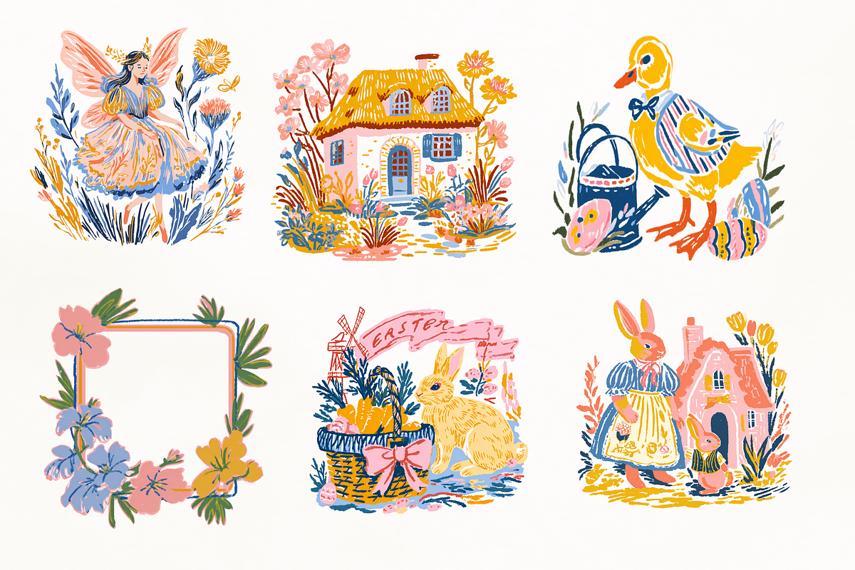 Whimsy Pastoral Spring & Easter Set, a Decorative Illustration by GiraffeCreative (Photo 5 of 21)