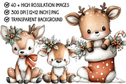 Whimsical Christmas Deer Clipart, an Illustration by Pixels.Craft (Thumbnail 4 of 6)