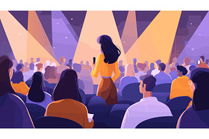 Question from audience. Woman with, a Person Illustration by Stock-Smart-Start
