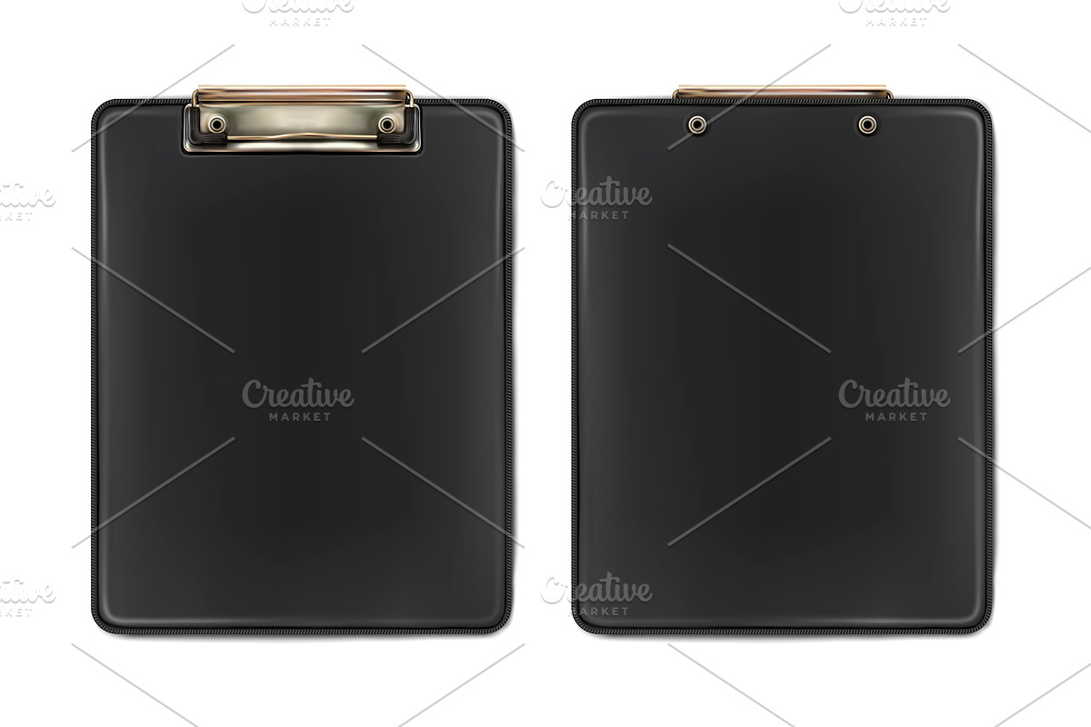 Black clipboard Front and back side, a Books & Magazine Mockup by StudioVin