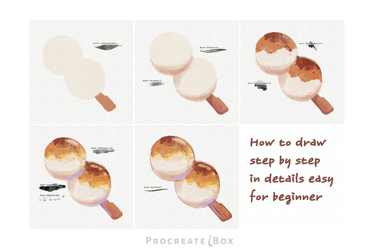 Procreate watercolor brush bundle, a Brush Add-On by ProcreateiBox (Photo 5 of 12)