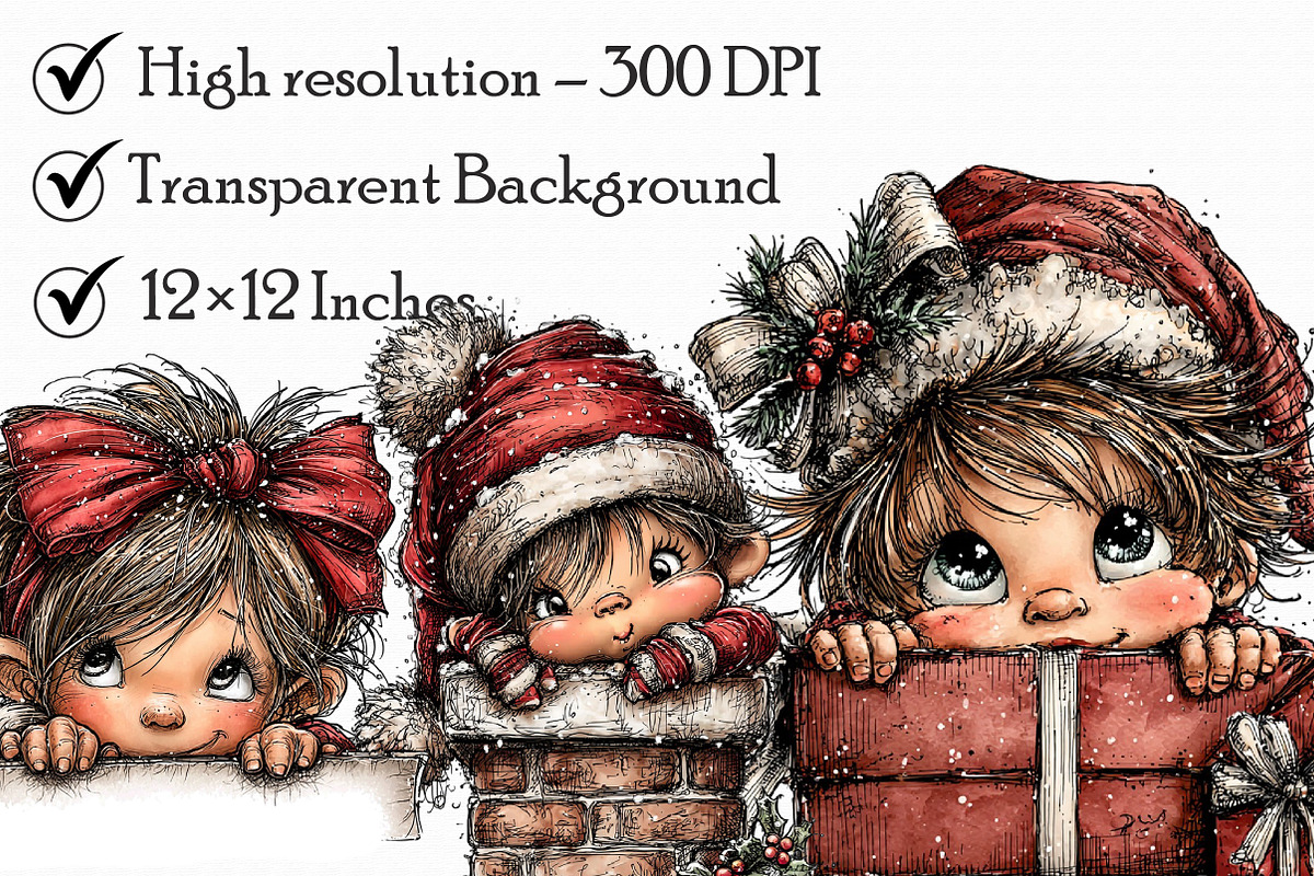 Retro Christmas Peeking Boy PNG, an Illustration by Libby Wishes (Photo 4 of 6)