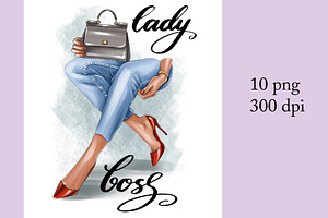 Lady Boss Clipart, Legs In Jeans Png