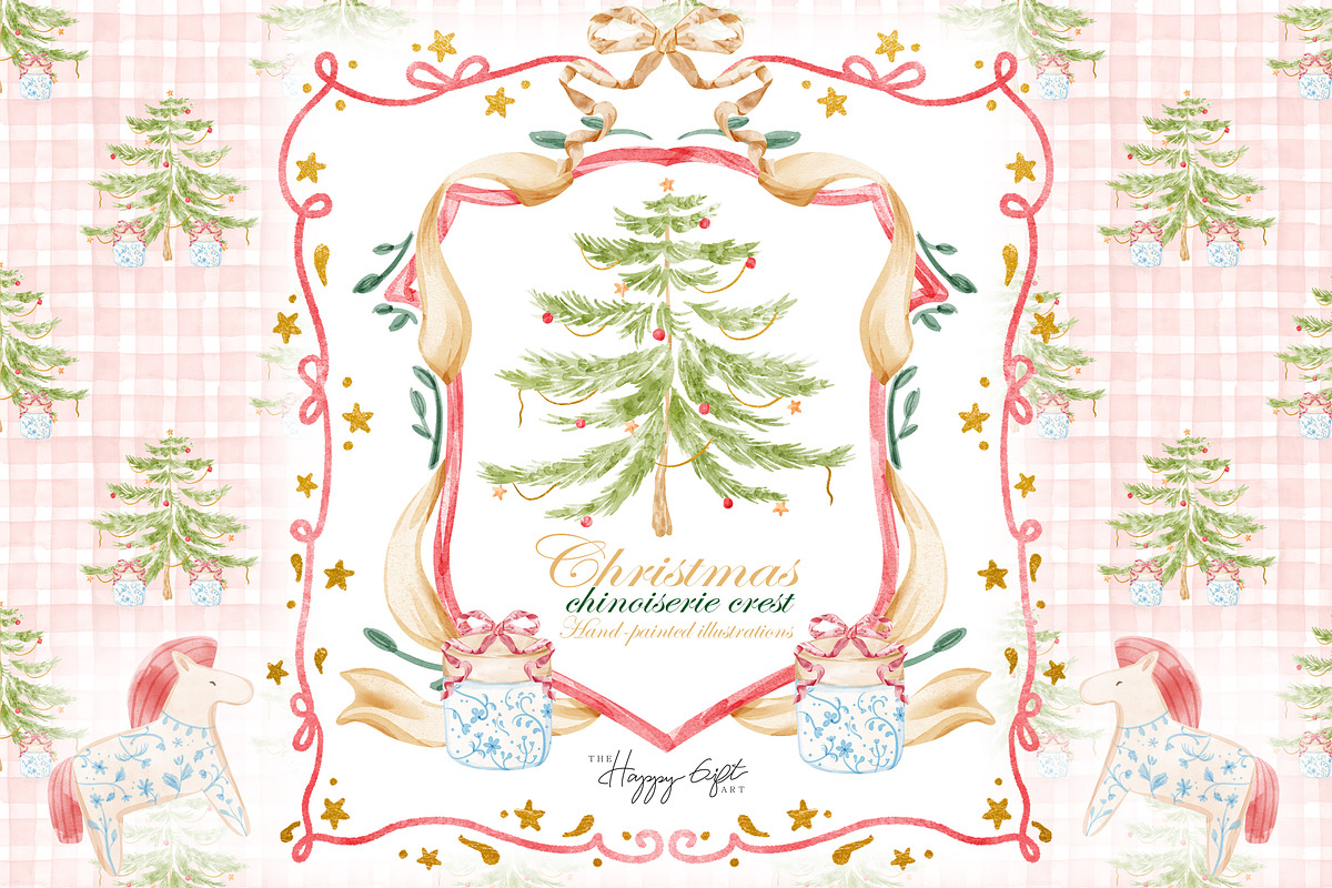 Christmas Chinoiserie Crest, an Illustration by TheHappyGiftArt (Photo 1 of 10)