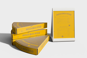 3d Pizza Slice Boxes & Menu Mockup