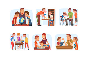 Parents Teaching Their Children at, a Person Illustration by TopVectors