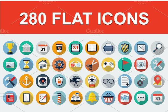 280 Flat Web Icons.