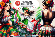 Mexican ballerinas Clipart Set, a Person Illustration by ThatsDesignArt (Thumbnail 1 of 10)