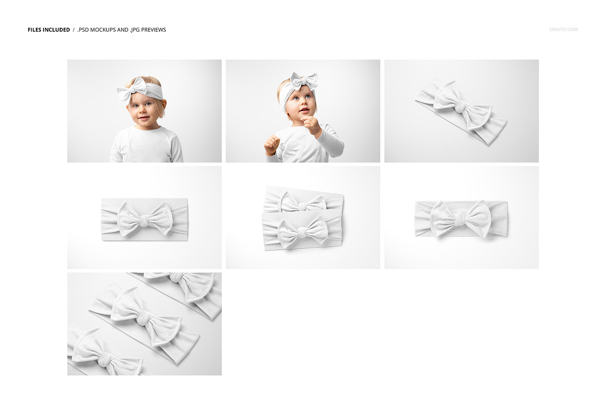 Kids Bow Style Headband Mockup Set, a Merchandise Mockup by creatsy5 (Photo 2 of 13)