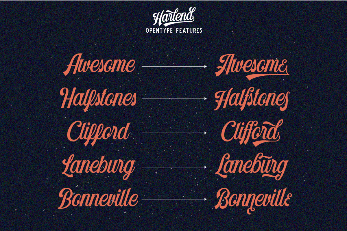 Harlend (6 font with bonus), a Script Font by Angin Studio (Photo 4 of 16)