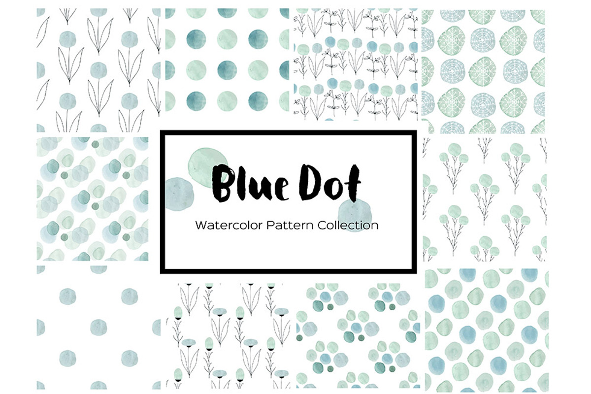 Blue Dot Watercolor Patterns, a Pattern Graphic by Anna Isaeva (Photo 1 of 3)