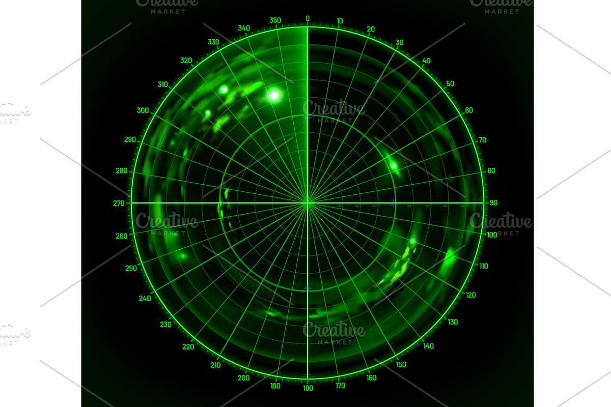 Ship radar screen military sonar, a Technology Illustration by Vector Tradition