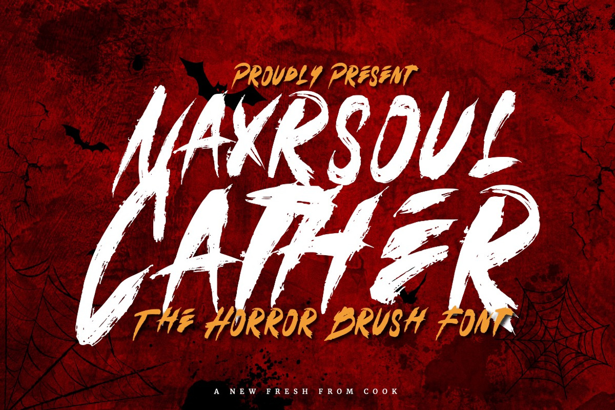 Naxrsoul Cather - Horror Brush Font, a Font by Dhabee (Photo 1 of 15)