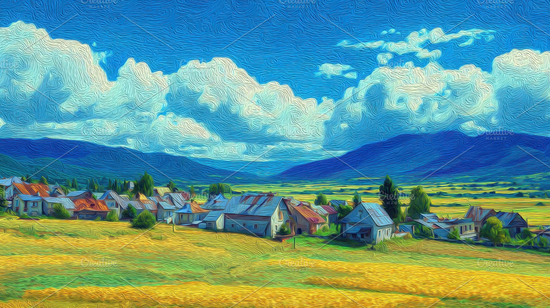 Houses in a valley under clouds, a Photo by Pavel_design