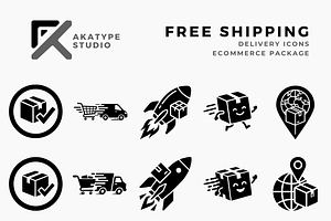 Free Shipping Icon Collection, a Solid Icon by Akatype Studio