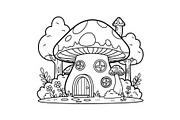 Whimsical Mushroom House Line Art bu, an Illustration by Designs_River (Thumbnail 15 of 51)