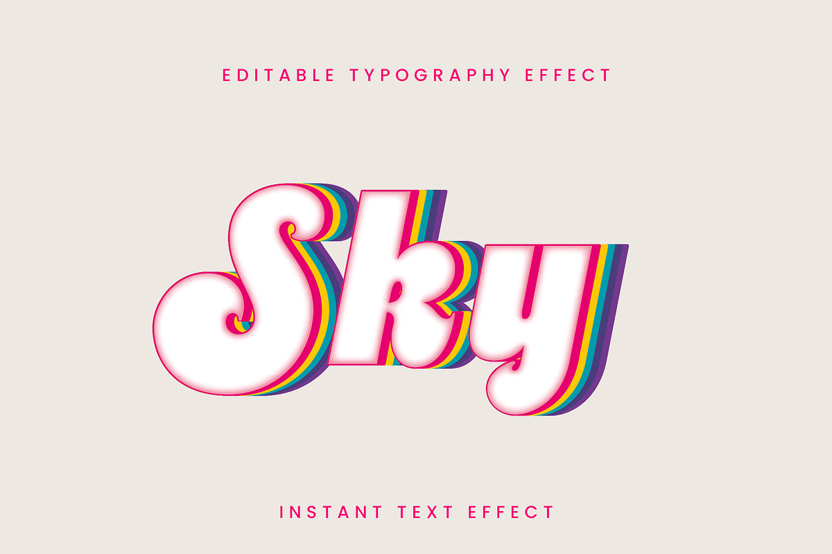 Rainbow Script 3D Text Effect