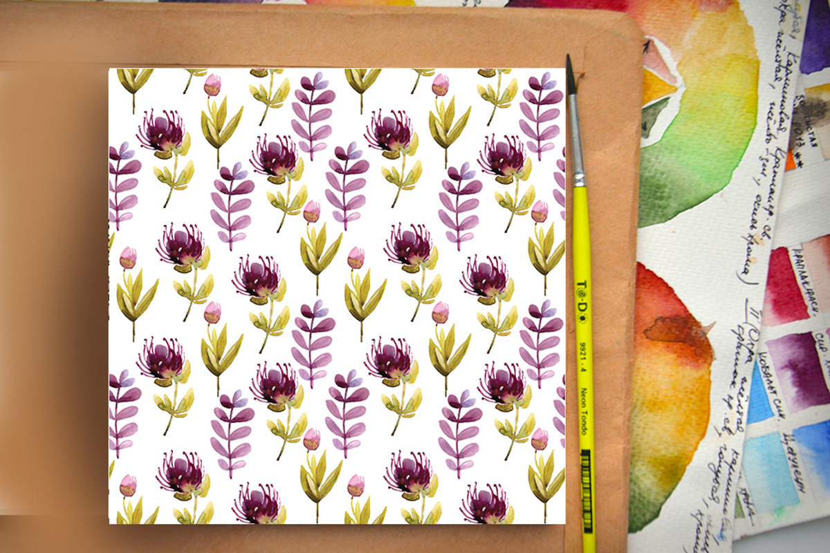 Watercolor Violet herbs and flowers, an Illustration by Olesya Morokhovets (Photo 5 of 5)
