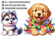 Christmas Dog with Lights Clipart, an Illustration by Pixels.Craft (Thumbnail 4 of 6)