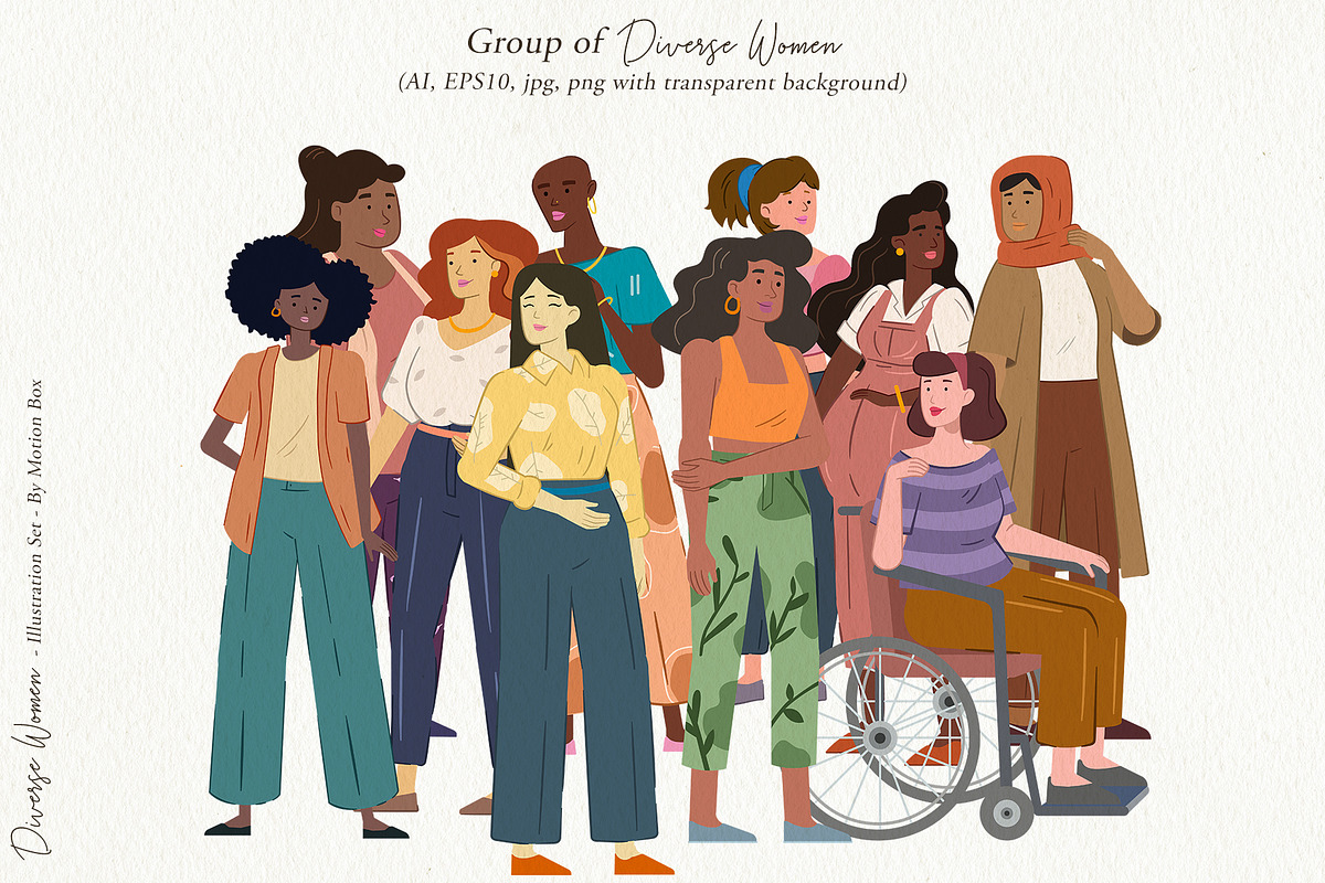 Diverse Women Illustration Pack, a Person Illustration by Motion-Box (Photo 3 of 11)