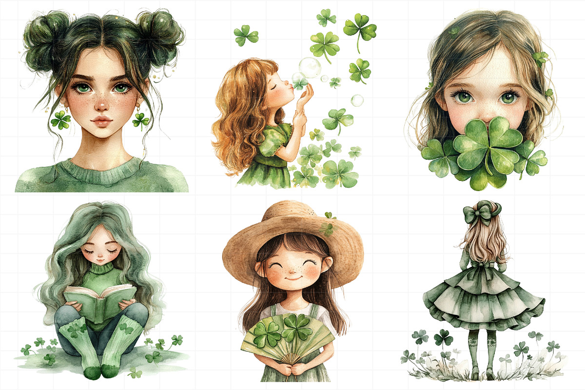 Watercolor Girl St. Patrick's Clipar, an Illustration by Daily.Designs (Photo 5 of 8)