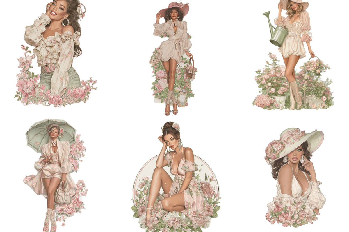 Whimsical Spring Woman Clipart, an Illustration by Designking (Photo 4 of 5)