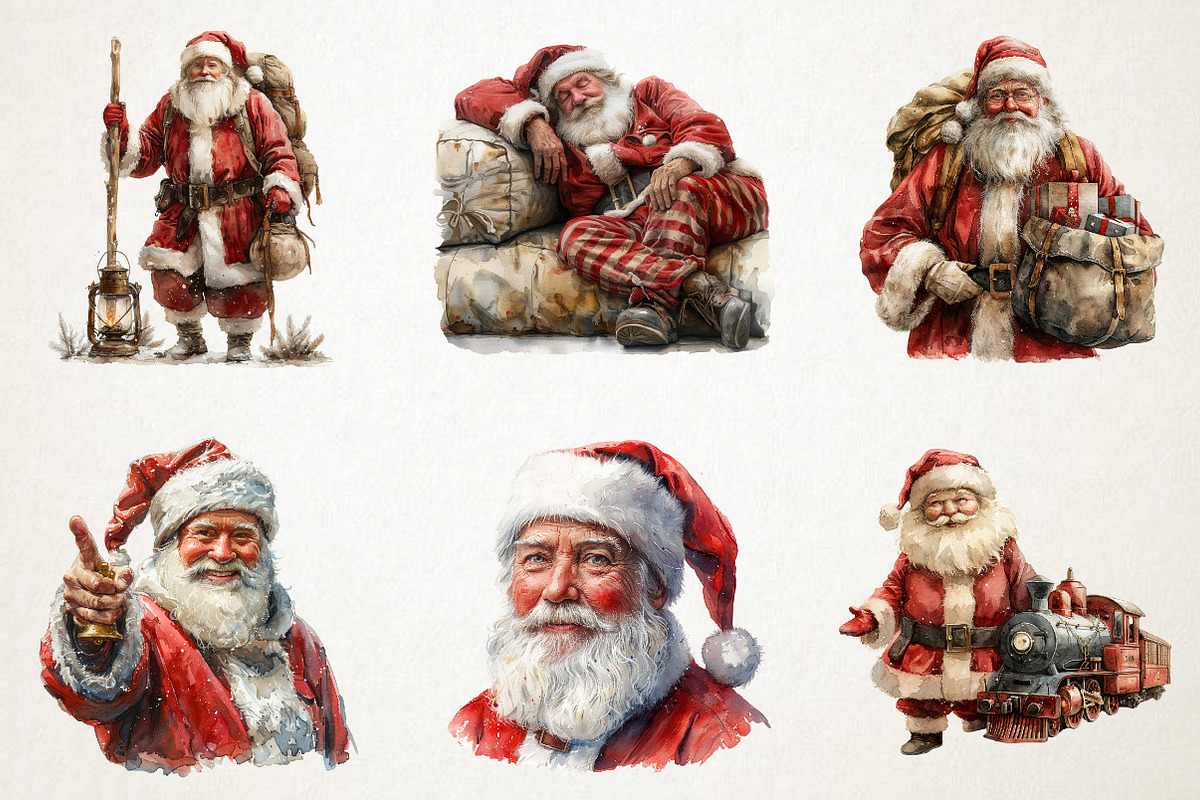 Hand-Painted Watercolor Santa Png, an Illustration by RobertsArt (Photo 5 of 7)