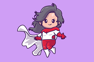 Cute Superhero Girl Flying Cartoon, a Person Illustration by Catalyst Labs