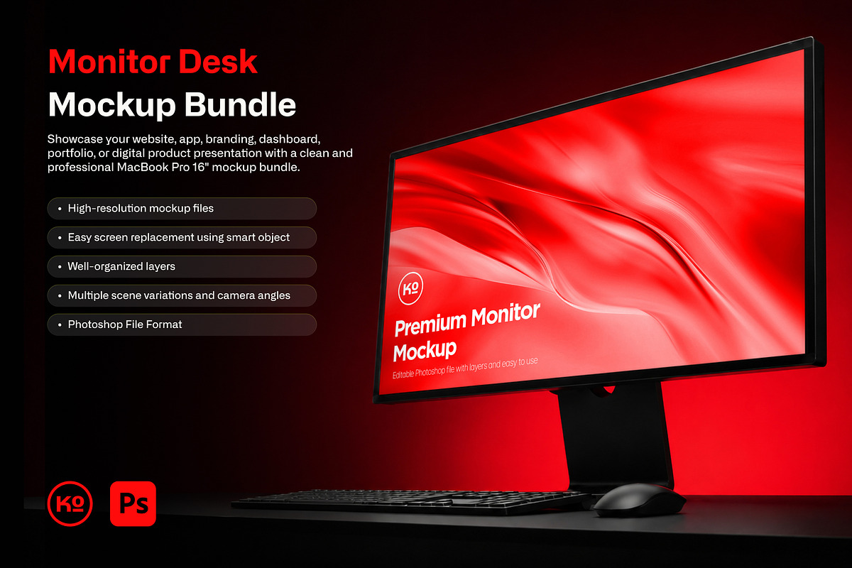 Monitor Desk Mockup Bundle, a Mac Mockup by anamwp (Photo 1 of 5)