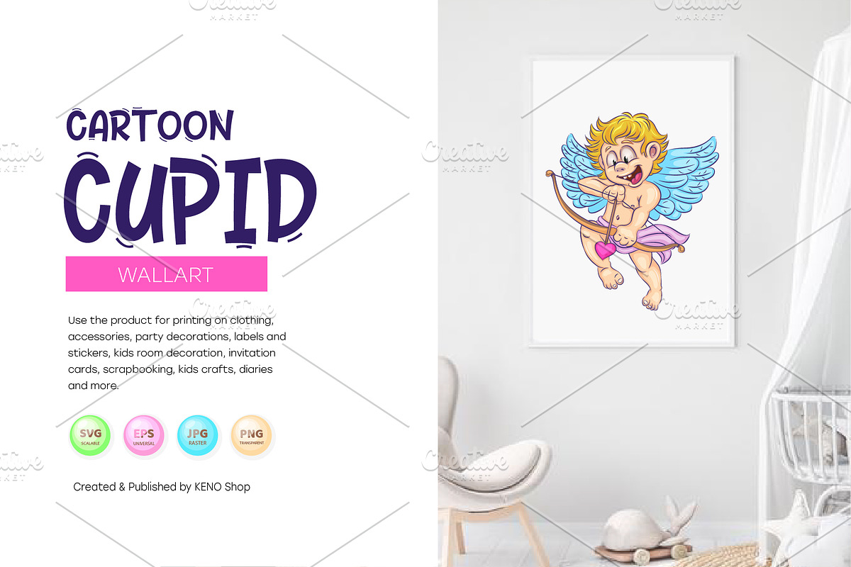 Cute cartoon cupid., an Animal Illustration by KENO Mascots (Photo 5 of 9)