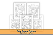 Cute Bunny Cottage Coloring Page, an Education Illustration by DesignDevisers (Thumbnail 1 of 5)