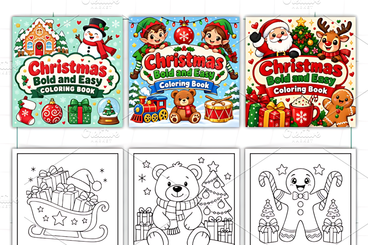 Christmas Bold and Easy Coloring, a Seasonal Illustration by Design Station (Photo 2 of 3)