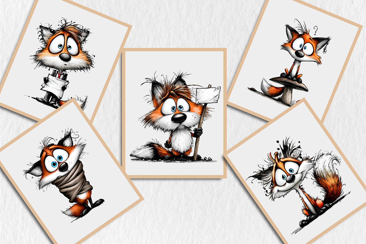 Whimsical Quirky Fox Clipart, a Seasonal Illustration by Rose Art (Photo 7 of 7)