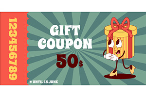 Gift voucher groovy design. Discount, a Finance Illustration by Valerie Bodnar