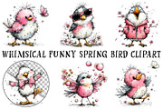 Whimsical Funny Spring Bird Clipart, an Illustration by OK Design (Thumbnail 2 of 6)