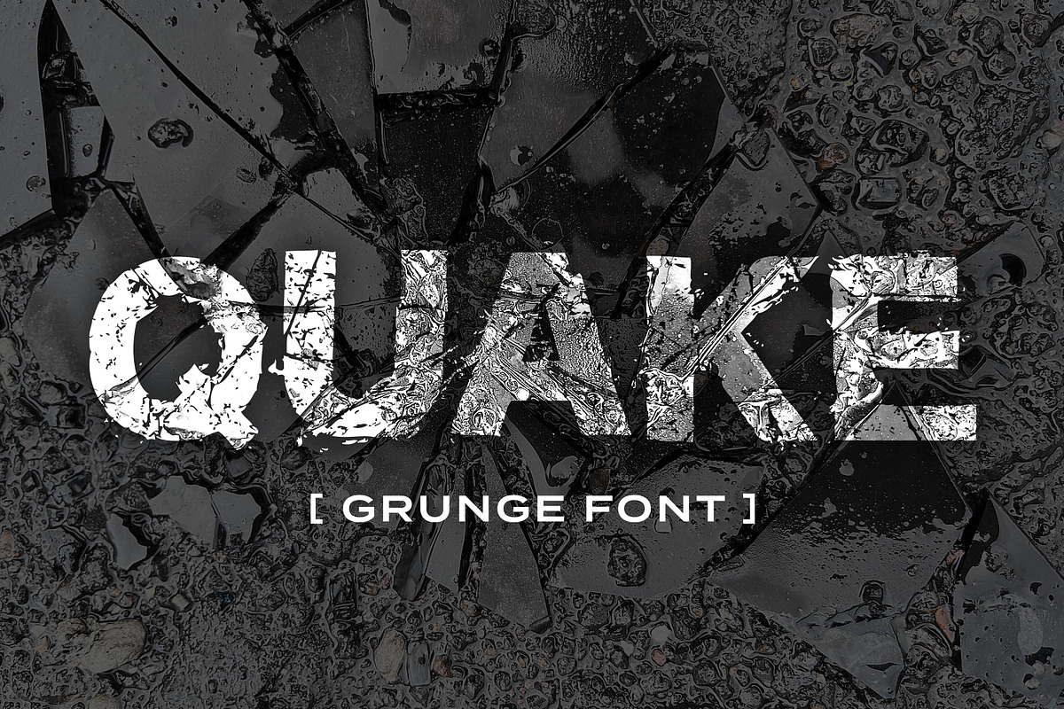 Quake - All Caps Grunge Font, a Sans Serif Font by Sick Optix (Photo 1 of 6)
