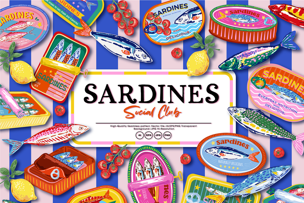 Sardine Social Club, a Pattern Graphic by MSNTY STUDIOX (Photo 1 of 30)