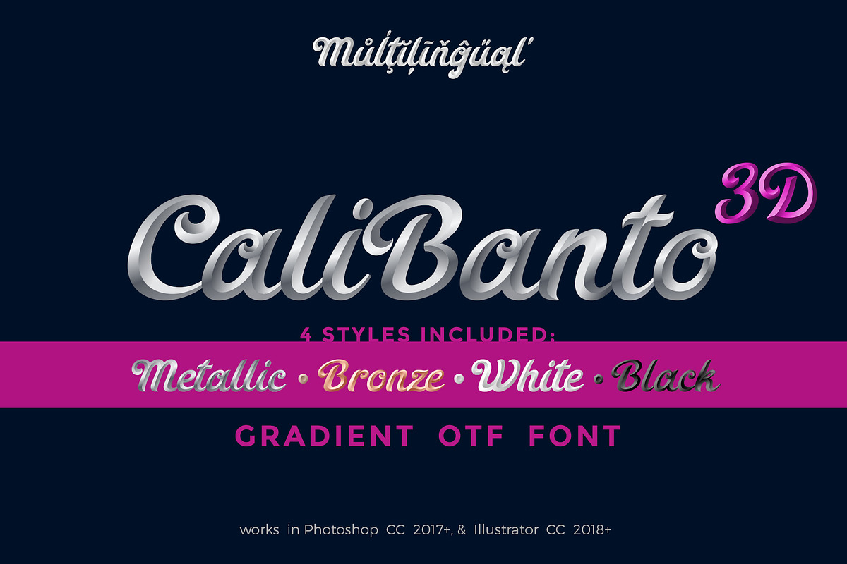 CaliBanto 3D Font, a Script Font by Sentavio (Photo 1 of 6)