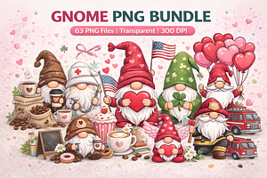 Gnome PNG Bundle – 63 Files