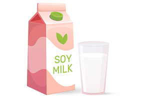 Fresh soy milk in glass cup and, a Food Illustration by Vectorbuum