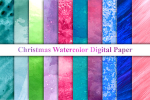Christmas Watercolor Digital Paper, a Texture Graphic by Digital Studio